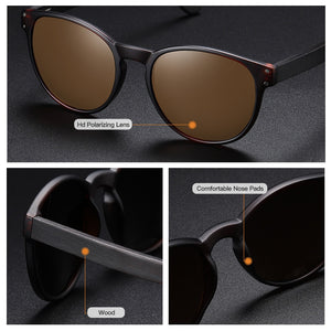 Polarized Sunglasses Men Women  Brand  Wooden Sunglasses Women Round frame Classic Sunglasses | TageUnlimited