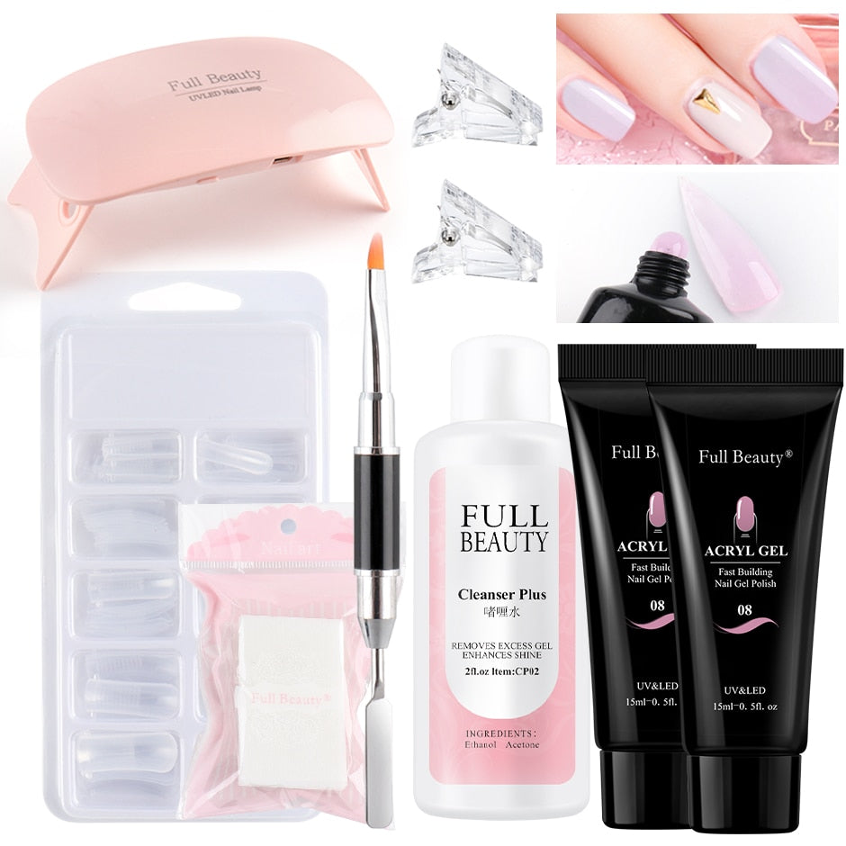 5pcs Quick Builder Nail Kits Finger Poly Extension Nail Gel Manicure Soak Off Crystal Gel Nail Polish No Pain Acrylic Gel GL1791 | TageUnlimited