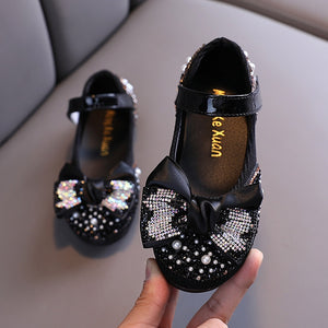 New Children Leather Shoes Rhinestone Bow Princess Girls Party Dance Shoes Baby Student Flats Kids Performance Shoes D785 | TageUnlimited
