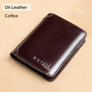 Genuine Leather Rfid Protection Wallets for Men Vintage Thin Short Multi Function ID Credit Card Holder Money Bag | TageUnlimited