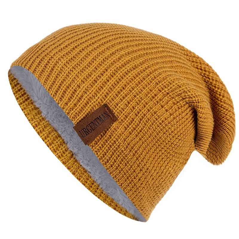 Unisex Letter Beanie Hat Leisure Lined Winter Hats For Men Women Keep Warm Knitted Hat Fashion Solid Ski Bonnet Cap | TageUnlimited