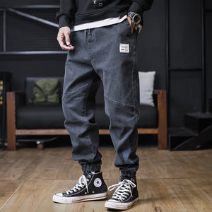 Plus Size Jeans Men Loose Joggers Streetwear Harem Jeans Cargo Pants Ankle-Length Denim Trousers | TageUnlimited