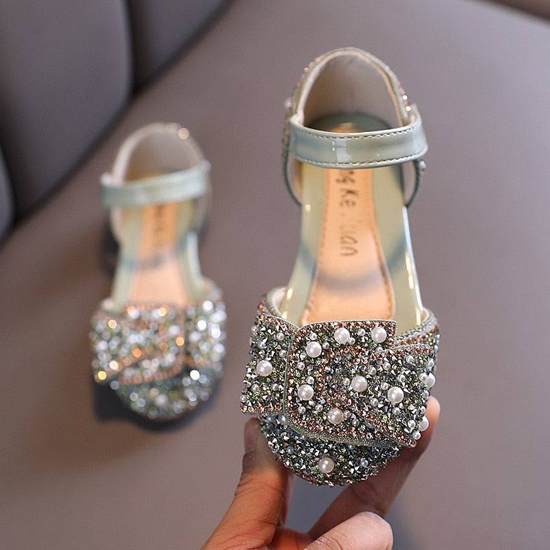 New Childrens Shoes Pearl Rhinestones Shining Kids Princess Shoes Baby Girls Shoes Party And Wedding D487 | TageUnlimited