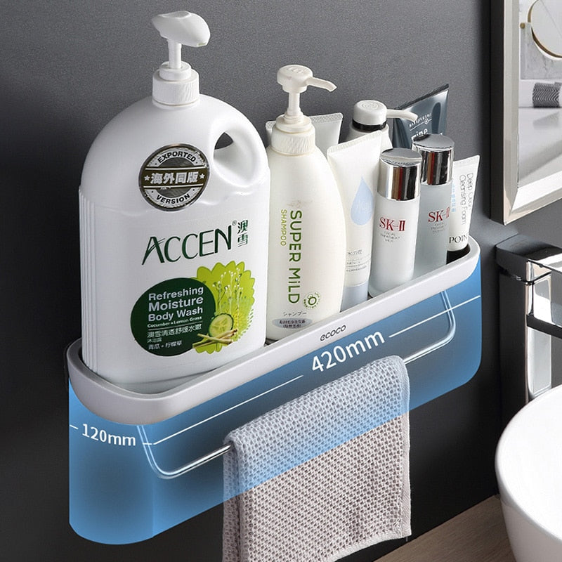 Punch-Free Bathroom Organizer Shelf Shampoo Shower Storage Rack Bath kitchen Towel Holder Household Items Bathroom Accessories | TageUnlimited