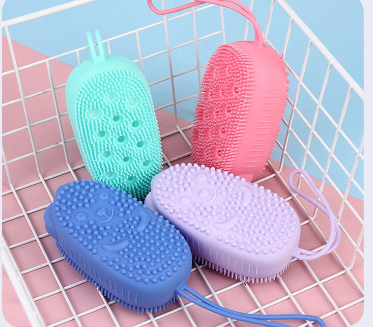 Double-sided Soft Silicone Bath Brushes Massage Scrub Gloves Body Brush for Cellulite Multi Function Baby Bathing Tools | TageUnlimited