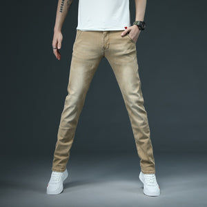 New Men Skinny White Jeans Fashion Casual Elastic Cotton Slim Denim Pants Male Brand Clothing Black Gray Khaki | TageUnlimited