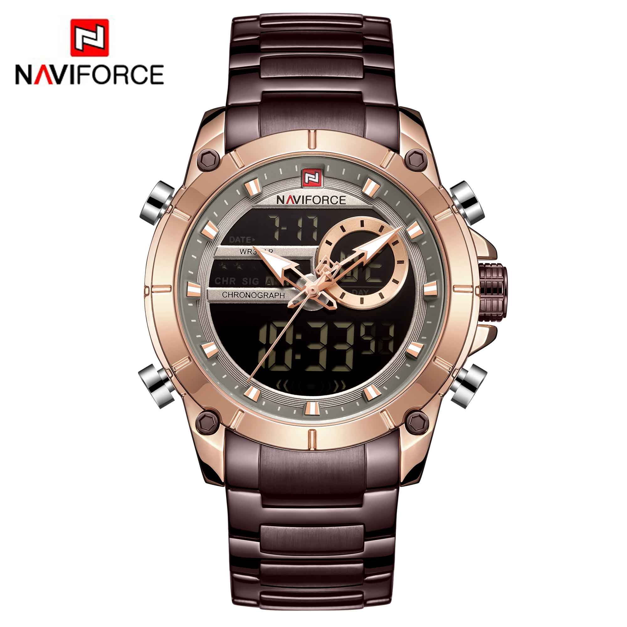 NAVIFORCE Luxury Original Sports Wrist Watch For Men Quartz Steel Waterproof Digital Fashion Watches Male Relogio Masculino 9163 | TageUnlimited