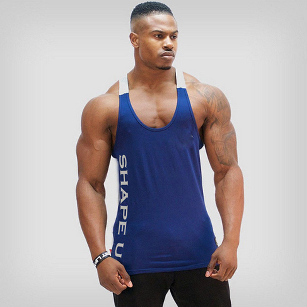 Hot Bodybuilding Fitness Singlets Muscle Vest For Men Tee Basketball Jersey Solid Gym Men Stringer Loose Tank Tops | TageUnlimited