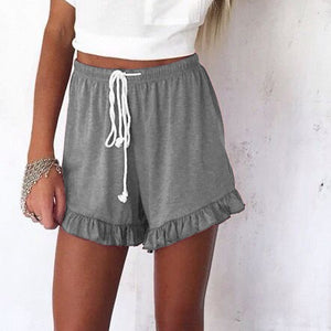 Fashion Ruffle Hem Belted Women Shorts Casual Loose Solid Shorts Cotton Linen Short Pants Women High Waist Summer | TageUnlimited