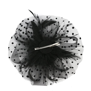 Vintage Women Feather Flower Fascinator Hat Ladies Hair Accessories Wedding Party Floral Mesh Veil Headband Hairpin