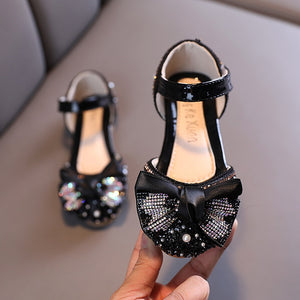 New Children Leather Shoes Rhinestone Bow Princess Girls Party Dance Shoes Baby Student Flats Kids Performance Shoes D785 | TageUnlimited