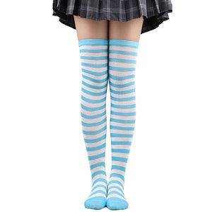 Women Thigh High Over The Knee Socks For Girls Black White Striped Stockings Long Slouch Socken Kawaii Knit Leg Warmers Soks | TageUnlimited