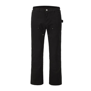Back Ankle Zipper Spliced Straight Flare Pants Mens High Street Washed Retro Loose Casual Jeans Hip Hop Denim Trousers | TageUnlimited