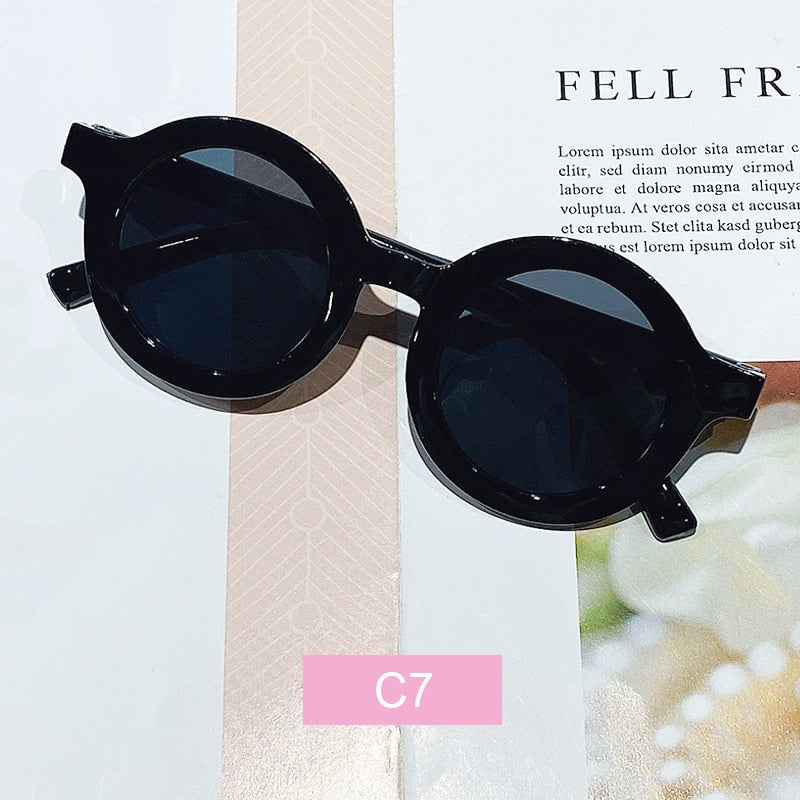 Children color round frame light PC cute small face sunglasses | TageUnlimited