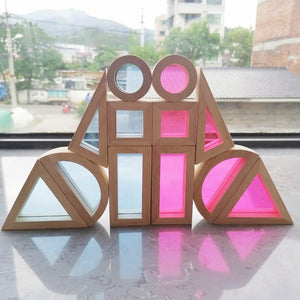 Kids Montessori Wooden Toys Sensory Rainbow  Blocks Solid Rubber Wood Stacking Acrylic Buliding Blocks Creative Educational Toys | TageUnlimited