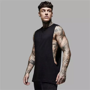 Mens Casual Fashion Tank Top Gym Fitness Workout Cotton Sleeveless Shirt Summer Clothing Male Extend Long Singlet Hip Hop Vest | TageUnlimited
