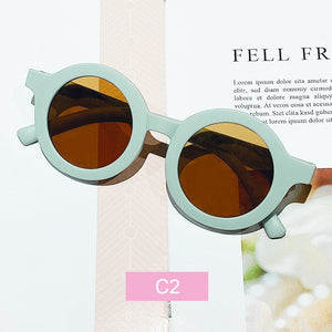 Children color round frame light PC cute small face sunglasses | TageUnlimited