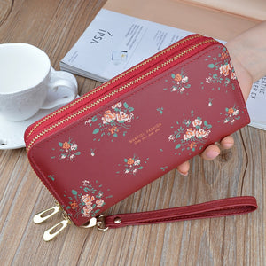 Wristband Phone Purses Women Wallets Splice Female Purse Leather Ladies Long Woman Wallets Big Card Holder Clutch Double Zipper | TageUnlimited