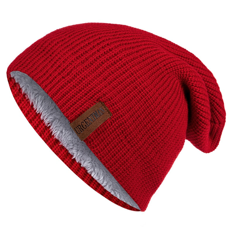 Unisex Letter Beanie Hat Leisure Lined Winter Hats For Men Women Keep Warm Knitted Hat Fashion Solid Ski Bonnet Cap | TageUnlimited