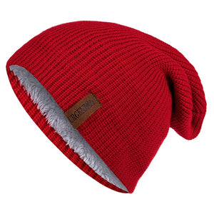 Unisex Letter Beanie Hat Leisure Lined Winter Hats For Men Women Keep Warm Knitted Hat Fashion Solid Ski Bonnet Cap | TageUnlimited