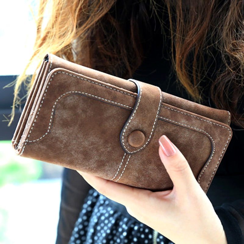 Aliwood Brand Wallets Retro Nubuck Leather Women Long Wallets Clutch Female Hasp Purse Vintage Money Bag Carteira Card Holder | TageUnlimited