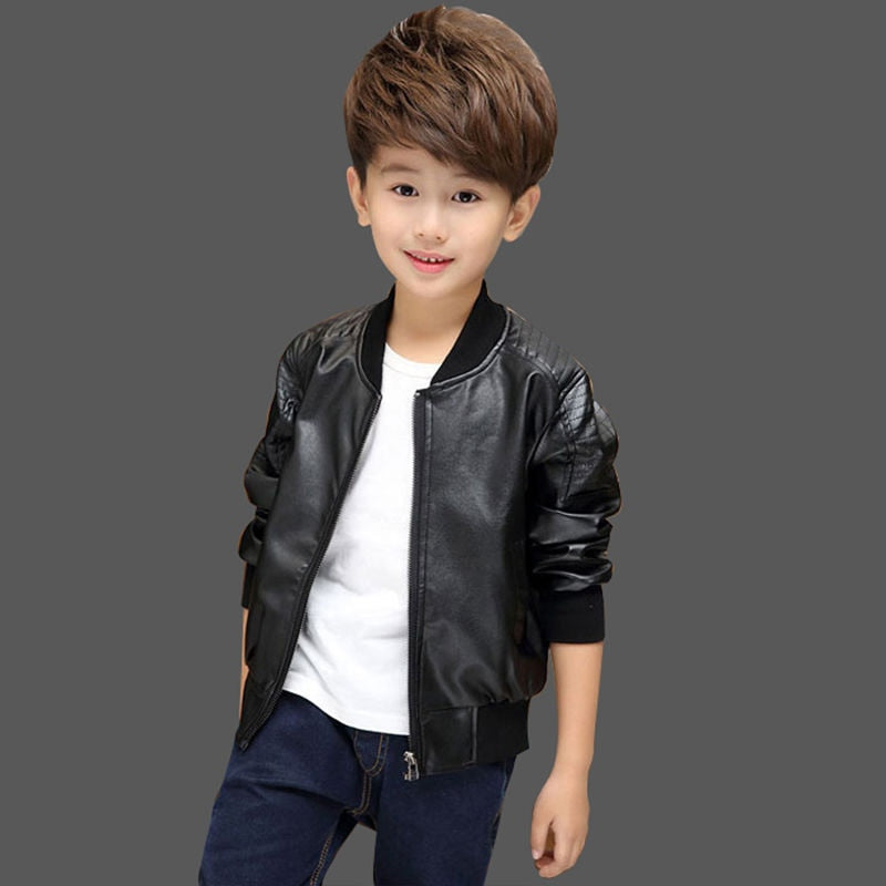Boys Coats Autumn Winter Fashion Korean Children Plus Velvet Warming Cotton PU Leather Jacket For 1-11Y Kids Hot | TageUnlimited