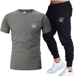 Leisure SikSilk brand MenSet Tracksuit Sportswear Track Suits Male Sweatsuit Short Sleeves T shirt 2 piece set | TageUnlimited