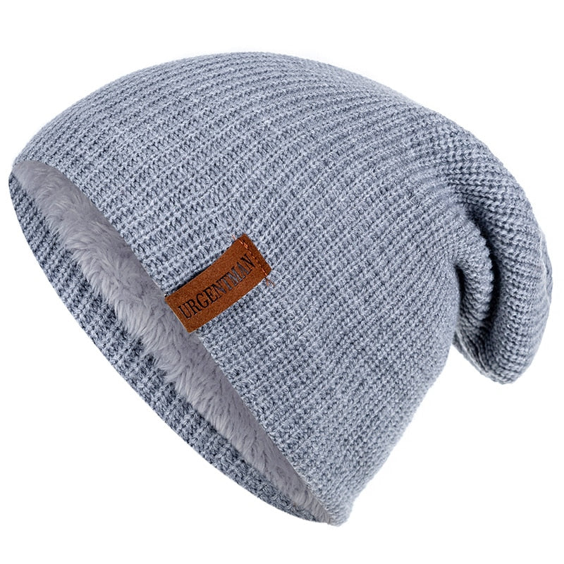 Unisex Letter Beanie Hat Leisure Lined Winter Hats For Men Women Keep Warm Knitted Hat Fashion Solid Ski Bonnet Cap | TageUnlimited