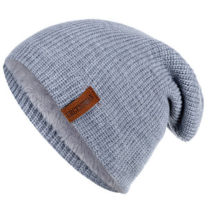 Unisex Letter Beanie Hat Leisure Lined Winter Hats For Men Women Keep Warm Knitted Hat Fashion Solid Ski Bonnet Cap | TageUnlimited