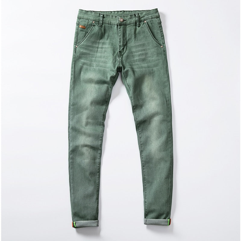 Mens Colored Jeans Stretch Skinny Slim Jeans Men Light Blue Spring Summer Fashion Casual Slim Fit Denim Trousers For Men | TageUnlimited