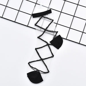 Hipster Harajuku Ankle Ladies Socks Women Fashion Transparent Stripe Short Female Summer Women&#39;s Socks Summer Black White Socks | TageUnlimited