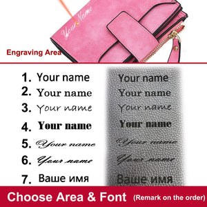 Fashion Women Wallets Free Name Engraving New Small Wallets Zipper PU Leather Quality Female Purse Card Holder Wallet | TageUnlimited