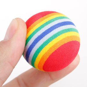 Rainbow EVA Cat Toys Ball Interactive Cat Dog Play Chewing Rattle Scratch EVA Ball Training Balls Pet Toys Supplies | TageUnlimited