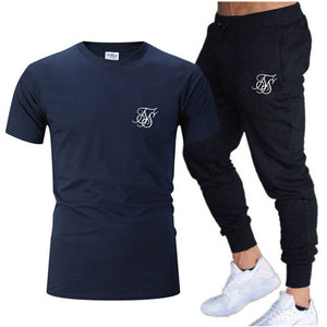Leisure SikSilk brand MenSet Tracksuit Sportswear Track Suits Male Sweatsuit Short Sleeves T shirt 2 piece set | TageUnlimited