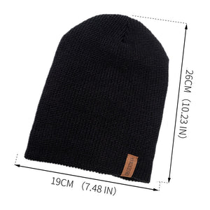 Unisex Letter Beanie Hat Leisure Lined Winter Hats For Men Women Keep Warm Knitted Hat Fashion Solid Ski Bonnet Cap | TageUnlimited