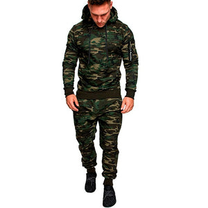 Mens 2 Piece Tracksuit Sweatsuit Jogging Casual Warm Breathable Wicking Fitness Running Sportswear Military Tactical Hoodie+Pant | TageUnlimited