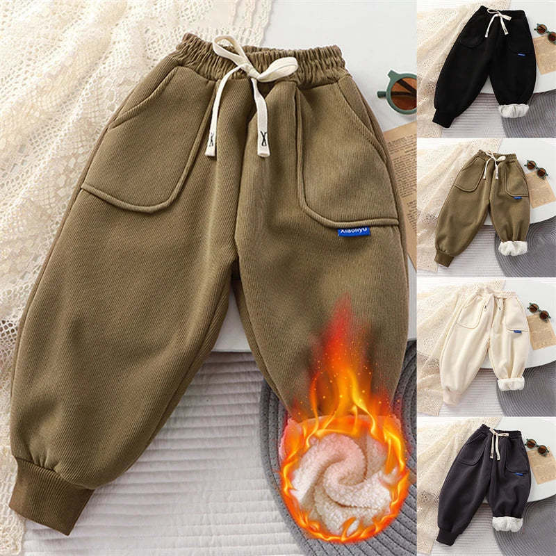 Velvet Pants Kids Children'S Sports Pants Winter Autumn Boys Girls Long Cotton Corduroy Thick Casual Warm Trousers 2-8 Years