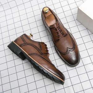 Handmade Mens Wingtip Oxford Shoes Grey Leather Brogue Men's Dress Shoes Classic Business Formal Shoes for Men Zapatillas Hombre