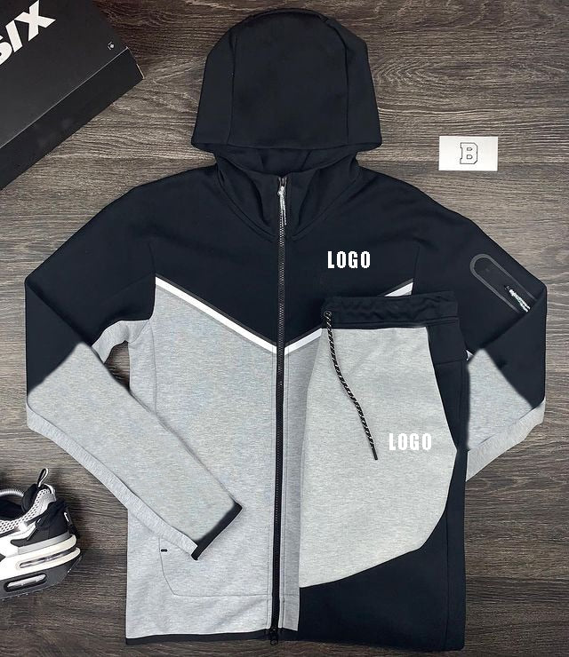 Tech Custom logo Men's Tracksuits Set Long Sleeve Causal Full Zip Running Sports Sweatsuit For Men 2 Piece Outfits | TageUnlimited