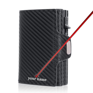 Vintage Crazy Horse Leather Men Wallets Luxury  RFID Protection Mini Metal Wallet  Zipper Coin Pocket  for Men and Women | TageUnlimited