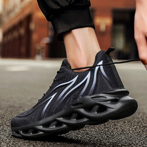 Men Flame Printed Sneakers Flying Weave Sports Shoes Comfortable Running Shoes Outdoor Men Athletic Shoes | TageUnlimited