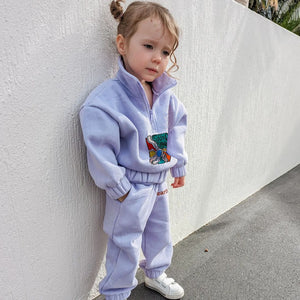 Winter Warm Boys Clothing Sets Thicken Half-Zip Fleece Jacket + Pant Baby Boy Tracksuit Kids Clothes Toddler Girl Clothes Outfit | TageUnlimited