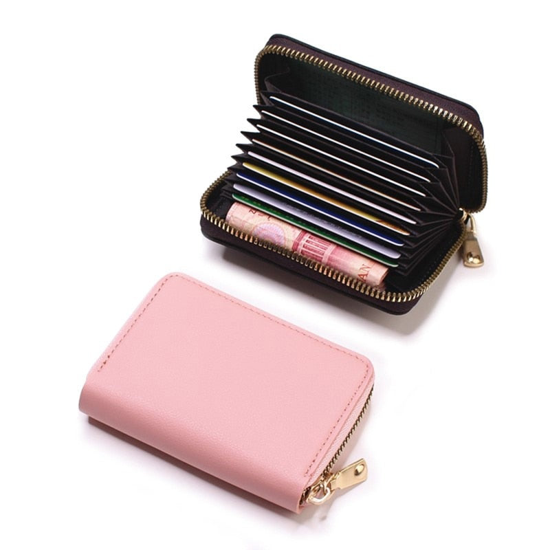 Business Card Holder Wallet Women/men Gray Bank/ID/Credit Card Holder 20 Bits Card Wallet PU Leather Protects Case Coin Purse | TageUnlimited