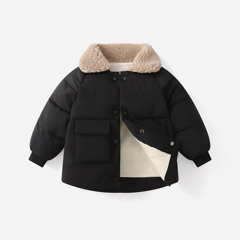 Winter Children Warm Cotton Jackets Rabbit Fur Collar Coats Baby Short Quilted Jacket Kids Clothes Girl Boy Outerwear | TageUnlimited