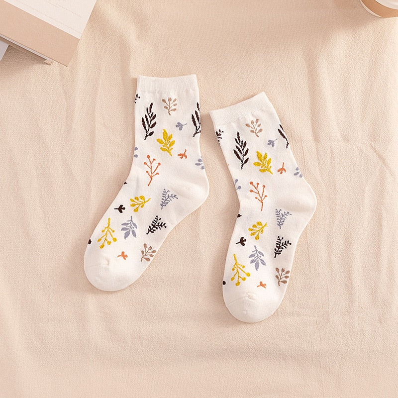 Woman Socks Japanese Style Print Girls Sweet Long Socks Korean Fashion Cotton Soft Harajuku Retro Vintage Streetwear Crew Socks | TageUnlimited