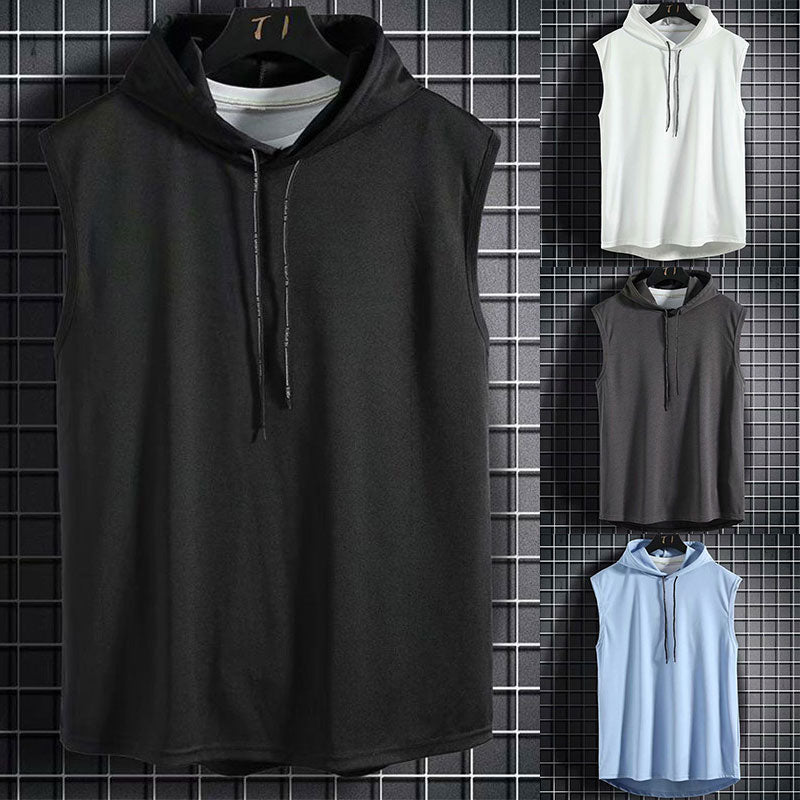 Plus Size Summer Men Clothing Tank Tops Sweatshirt Sleeveless Tops Hoodie Vest Workout Fitness Mens T Shirt Workout Hip Hop Vest | TageUnlimited