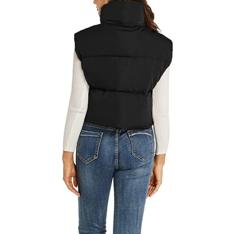 Women Autumn Winter Vest Sleeveless Jackets Waistcoat Clothing Warm Coats  Luxury Padded Puffer Vest Female Clothes