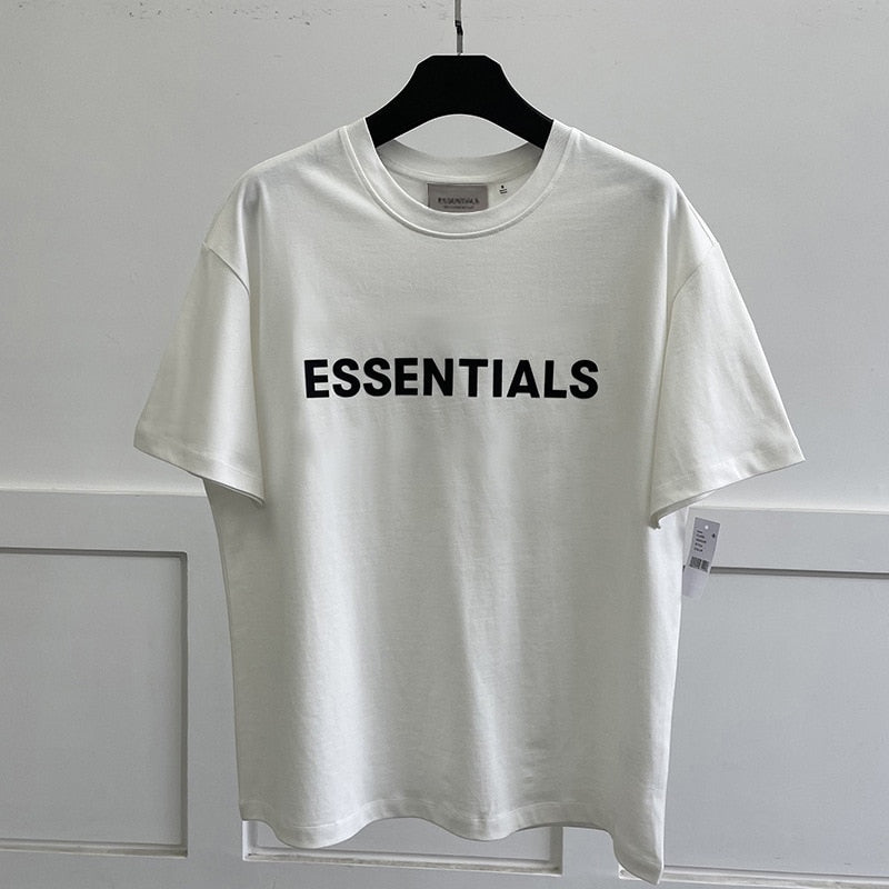 ESSENTIALS T-shirt Loose Rubber Letter logo Ovesized Short Sleeve Hip hop Unisex 100% Cotton Sports Tees | TageUnlimited