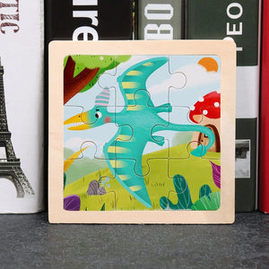 11X11CM Kids Wooden Puzzle Cartoon Animal Traffic Tangram Wood Puzzle Toys Educational Jigsaw Toys for Children GiftS | TageUnlimited