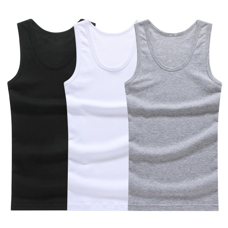 Hot Sale 3pcs / 100% Cotton Mens Sleeveless Tank Top Solid Muscle Vest Undershirts O-neck Gymclothing Tees Whorl Tops | TageUnlimited